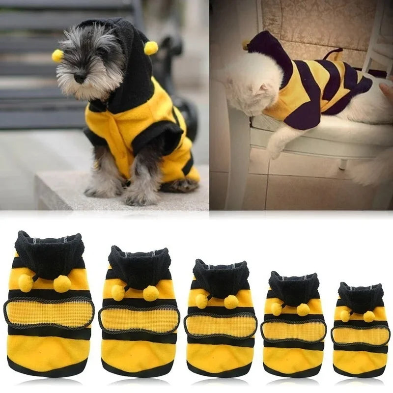 Bee Puppy Coat Fleece Hoodie Pet Apparel