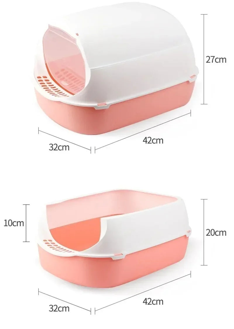Semi-Enclosed Kitty Sandbox Cat Litter Box