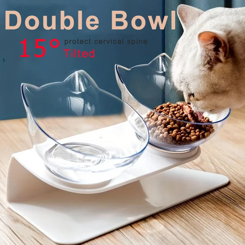 Elevated Tilted Cat Bowl Stand Anti-Slip