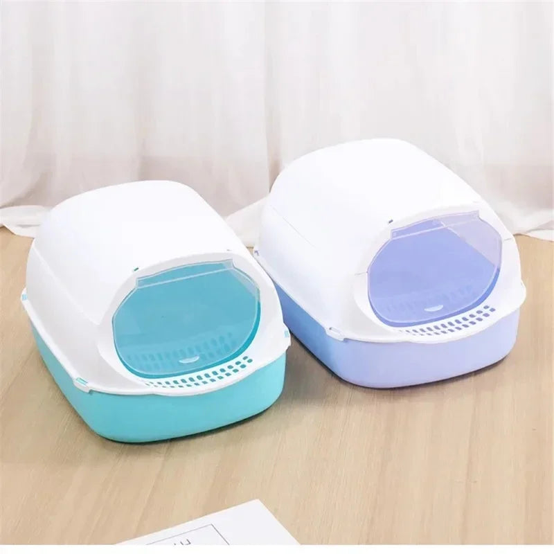 Semi-Enclosed Kitty Sandbox Cat Litter Box
