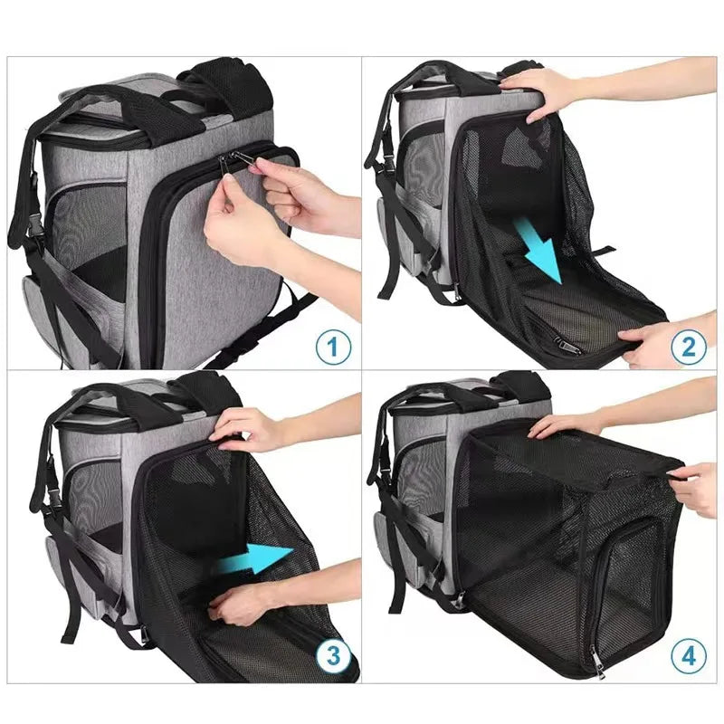 Foldable Expandable Pet Carrier Backpack For Travel