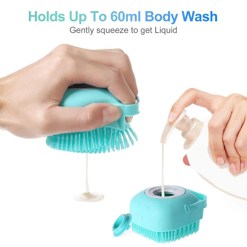 Silicone Pet Shampoo Brush With Dispenser