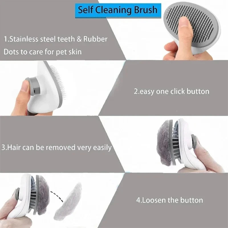 Self-Cleaning Pet Hair Removal Comb Brush