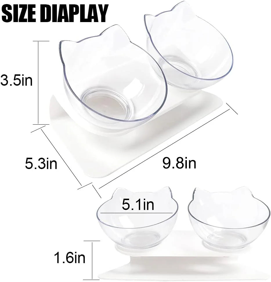 Elevated Tilted Cat Bowl Stand Anti-Slip