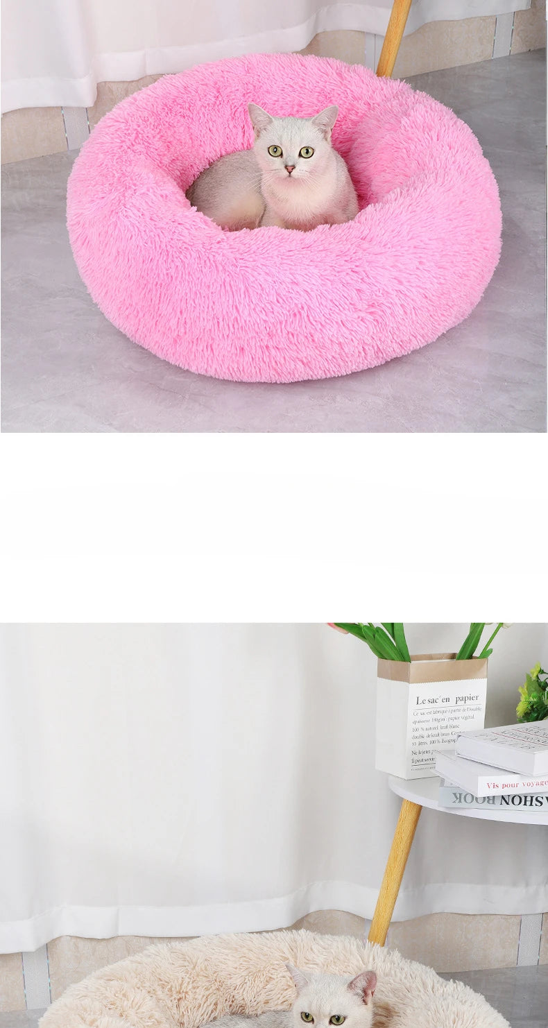 Warm Plush Round Pet Nest for Winter Comfort