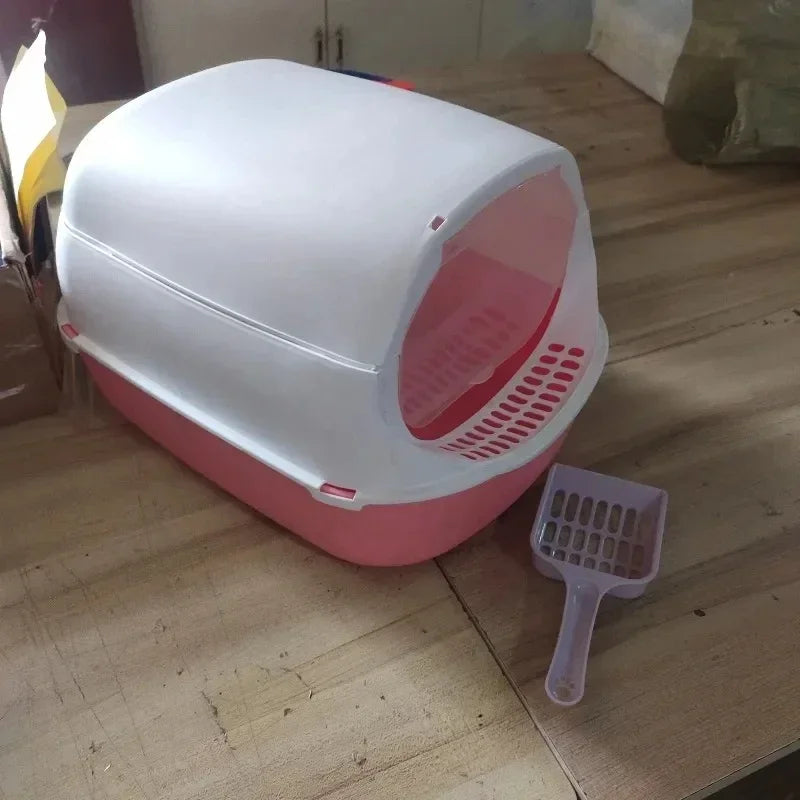 Semi-Enclosed Kitty Sandbox Cat Litter Box