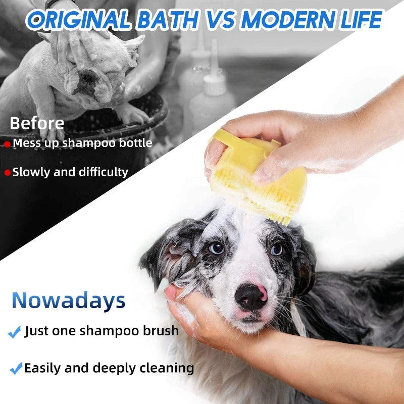 Silicone Pet Shampoo Brush With Dispenser