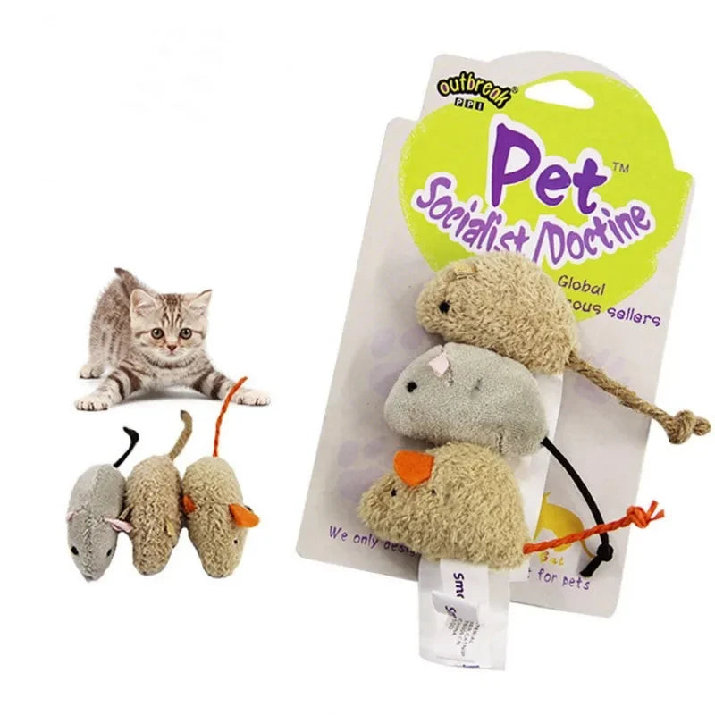 Plush Mouse Cat Toy Set for Kittens
