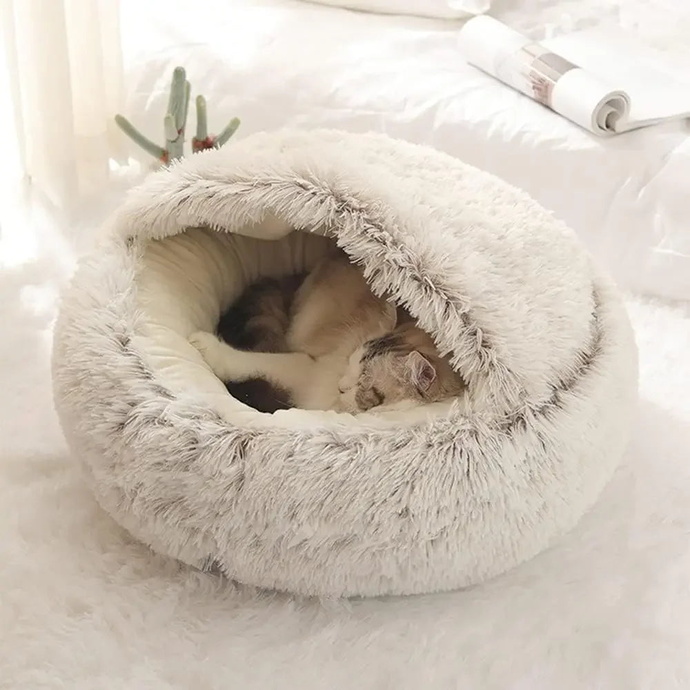 Soft Plush Round Cave Bed For Pets