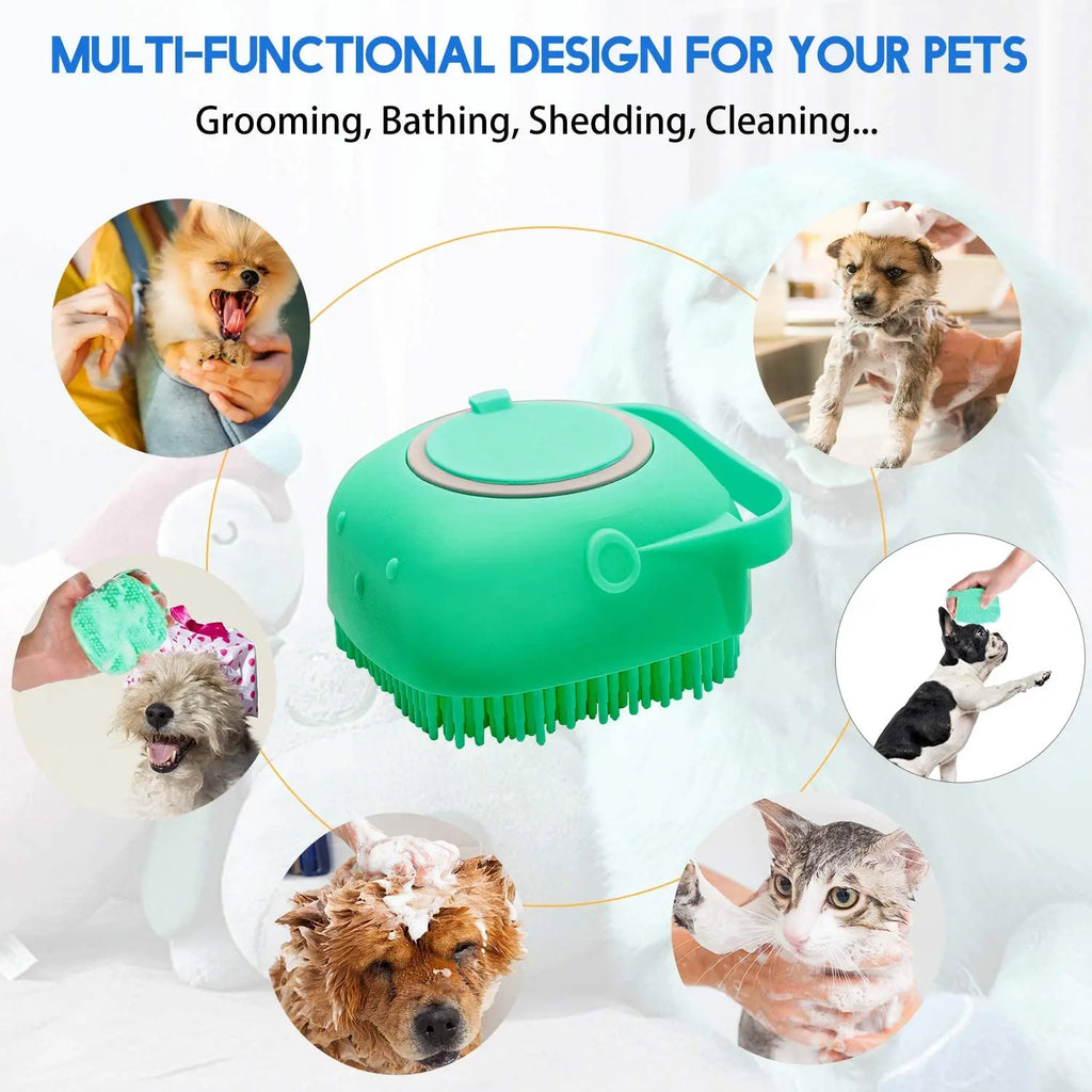 Silicone Pet Shampoo Brush With Dispenser