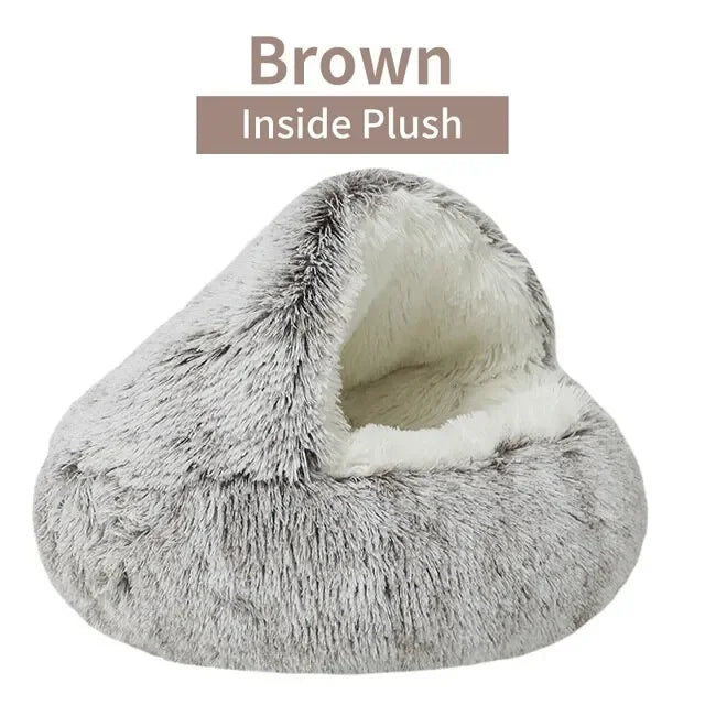 Soft Plush Round Cave Bed For Pets