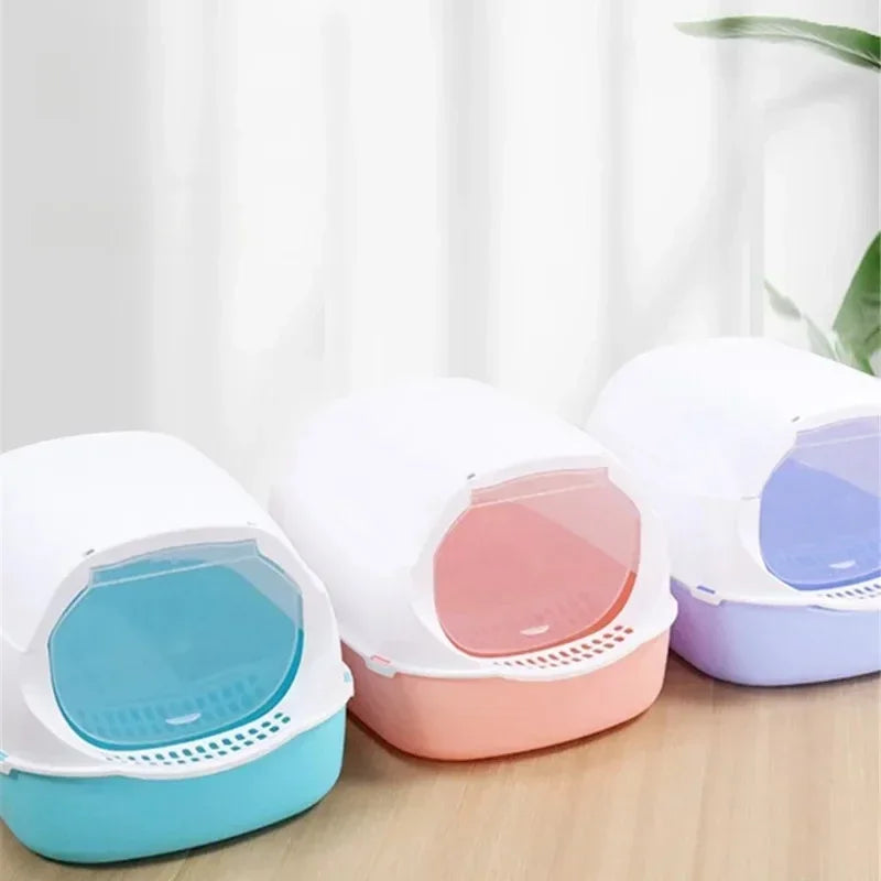 Semi-Enclosed Kitty Sandbox Cat Litter Box