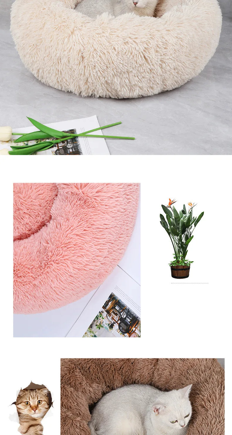 Warm Plush Round Pet Nest for Winter Comfort
