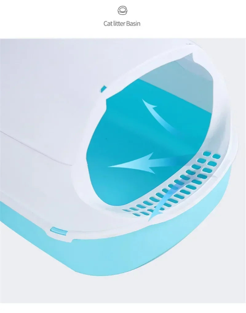 Semi-Enclosed Kitty Sandbox Cat Litter Box
