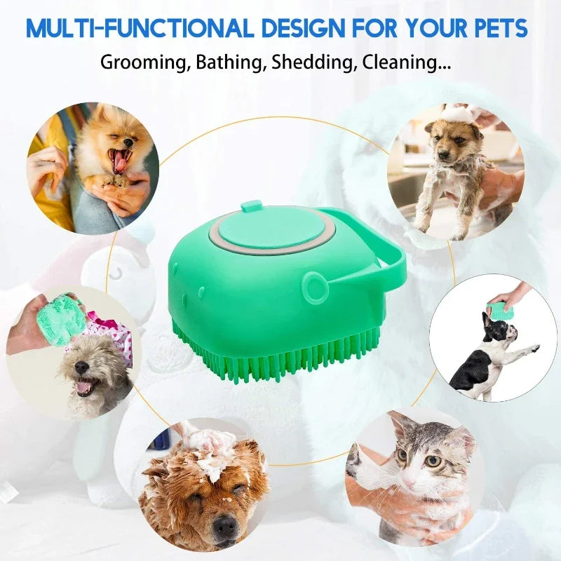 Silicone Pet Shampoo Brush With Dispenser