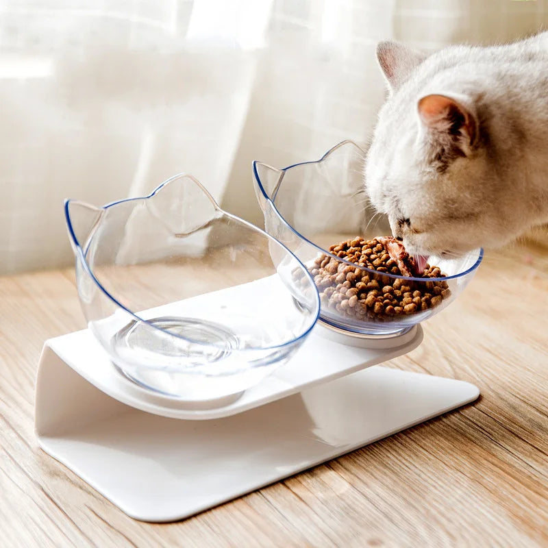 Elevated Tilted Cat Bowl Stand Anti-Slip