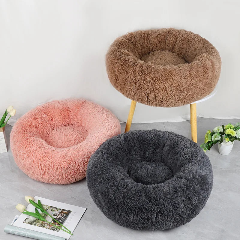 Warm Plush Round Pet Nest for Winter Comfort